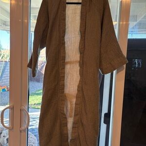 Women's Tan Long Open-Front Coat